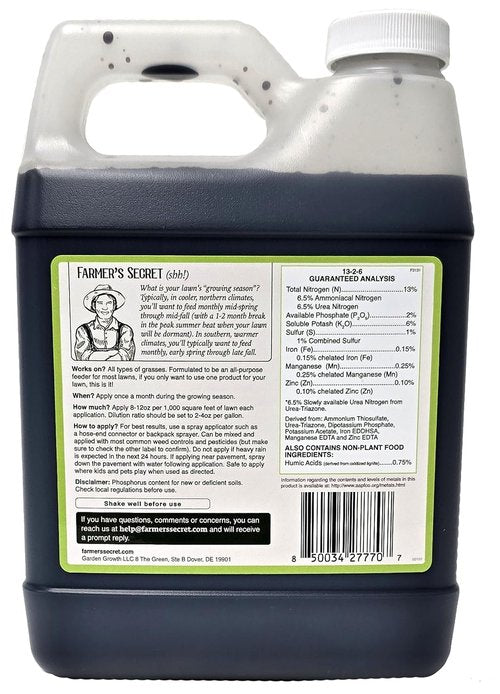 Farmer’s Secret Lawn Booster Fertilizer - Super Concentrated Formula for All Lawn Types | 32oz