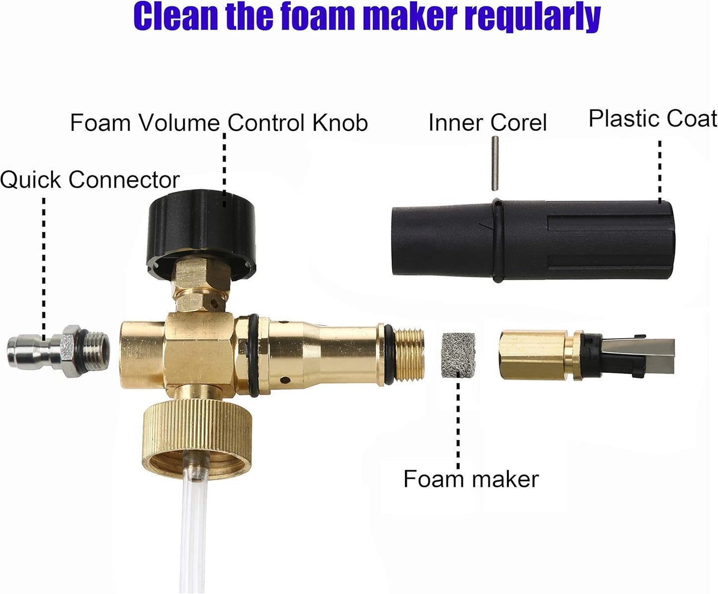 Tool Daily Foam Cannon - 1 Liter Pressure Washer Foam Gun with 5 Nozzle Tips & 1/4 Inch Connector