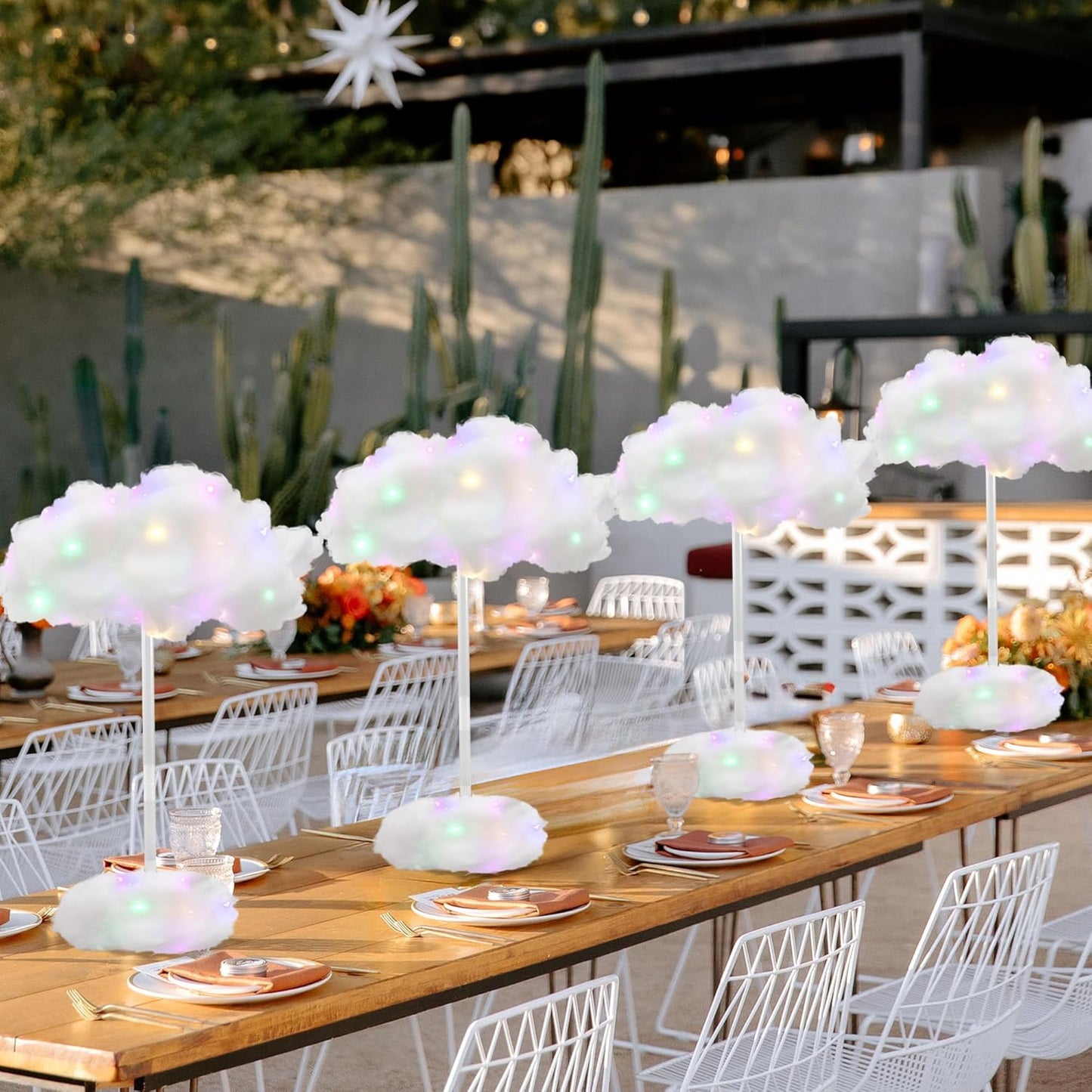 Skiennix 4 Set Artificial LED Cloud Lights - Fluffy Cotton Clouds Decor for Baby Showers & Parties