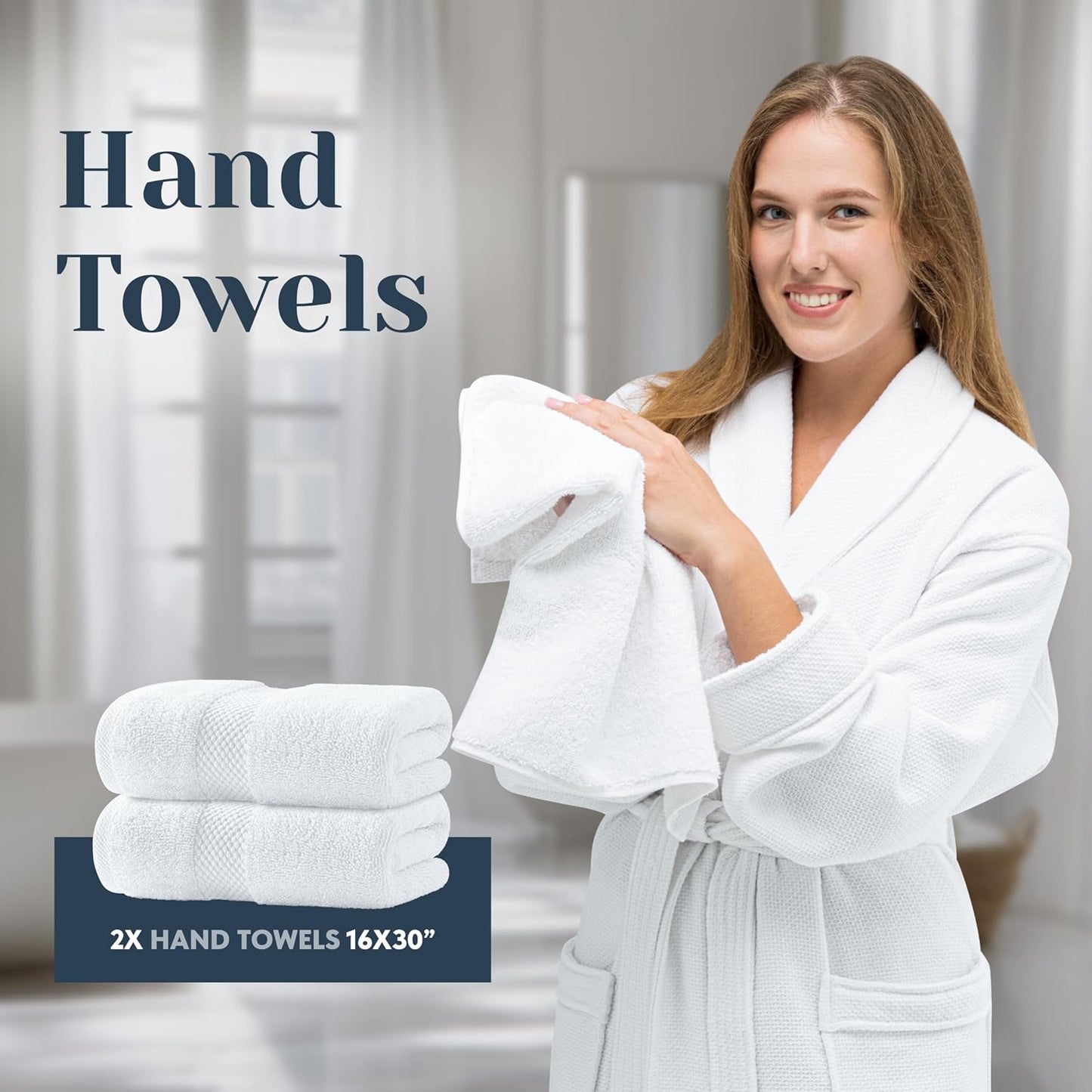 Luxury White Bath Towel Set - 100% Turkish Cotton, 700 GSM, Highly Absorbent | 8-Piece Collection