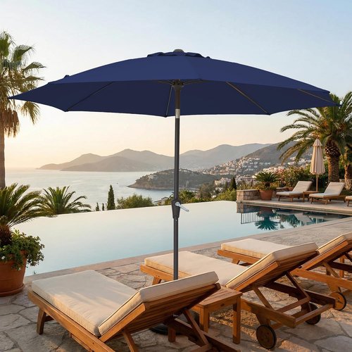 JEAREY 9FT Outdoor Patio Umbrella - Market Table Umbrella with Tilt & Crank | UV Protection, Navy