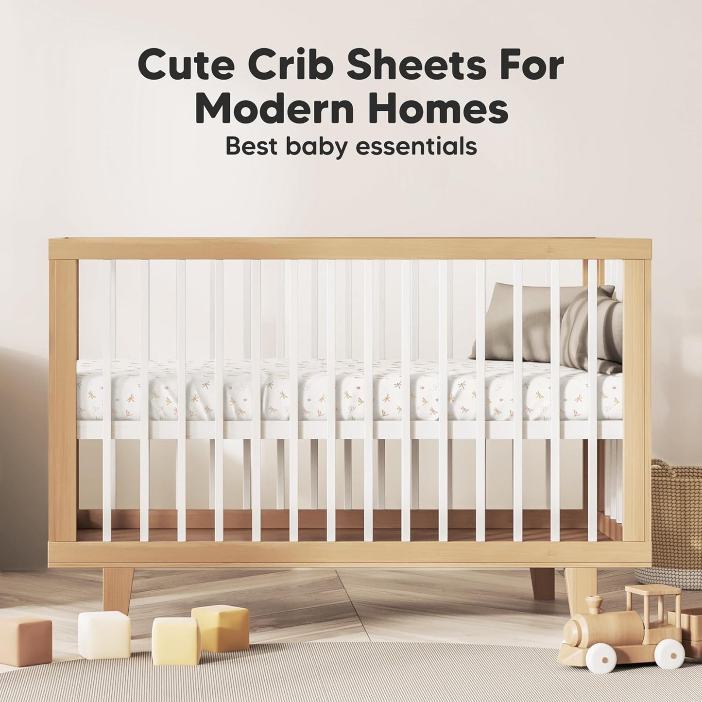KeaBabies Organic Crib Sheets - 2-Pack Fitted Jersey Cotton for Boys & Girls | Soft & Breathable (Meadow, 52x28)