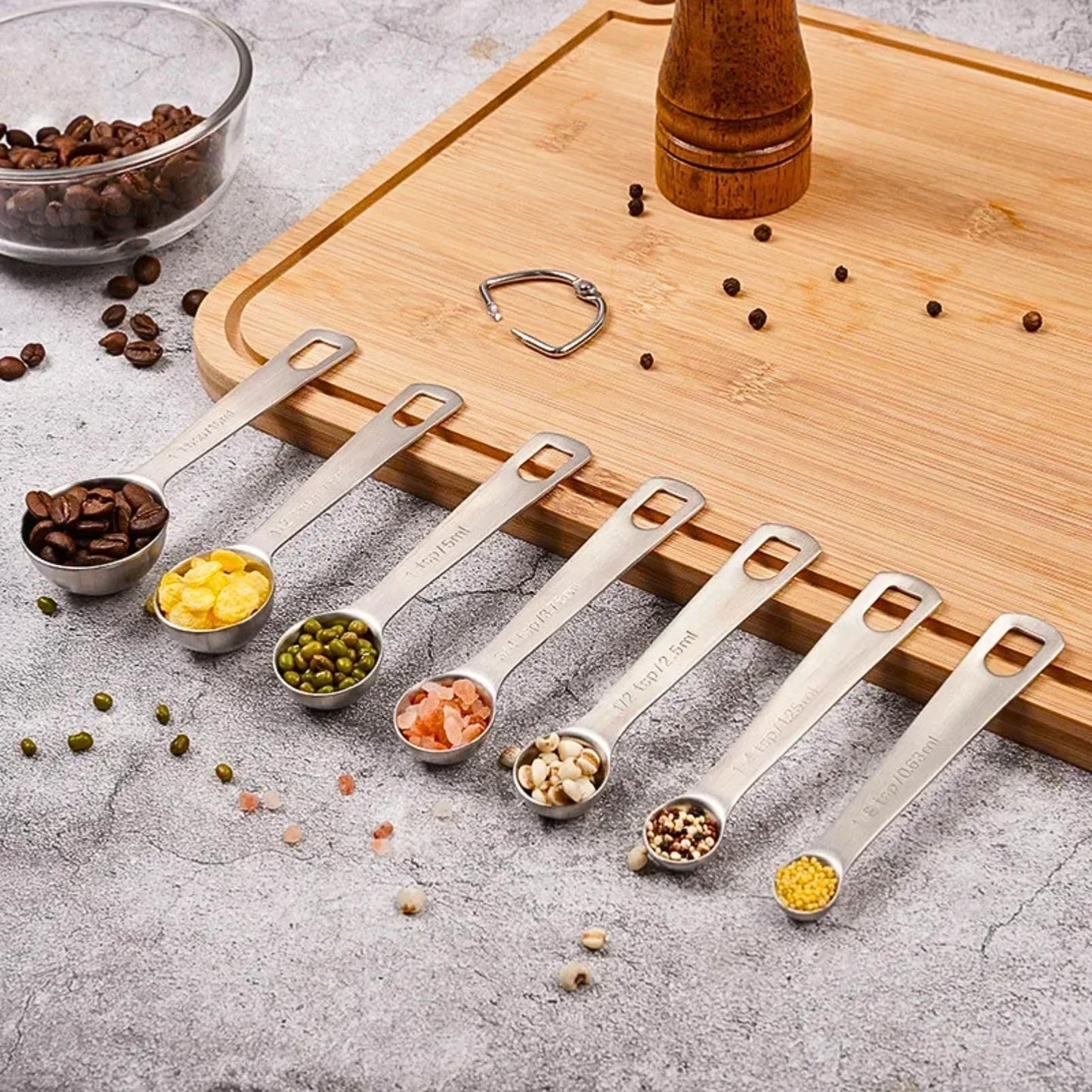 YUNNKEEY 14PCS Measuring Spoons Set, 1 tbsp, 1/2 tbsp, and 1-1/16tsp Stainless Steel Measuring Spoons for Cooking Baking Spice Jars and Liquid Ingredients