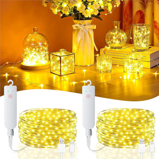 Skiennix 32FT Fairy Lights - Battery Operated Mini Waterproof LED Twinkle Lights | Warm White for Bedroom & Party Decor