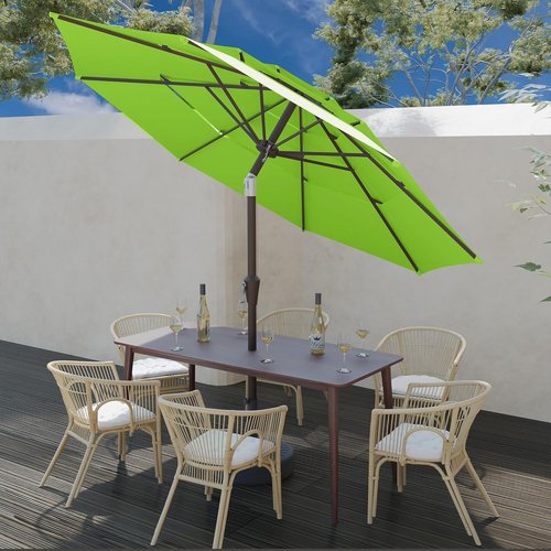 9FT Patio Umbrella by [Brand Name] - Auto Tilt & Crank | Sturdy 8-Rib Design for Garden & Pool