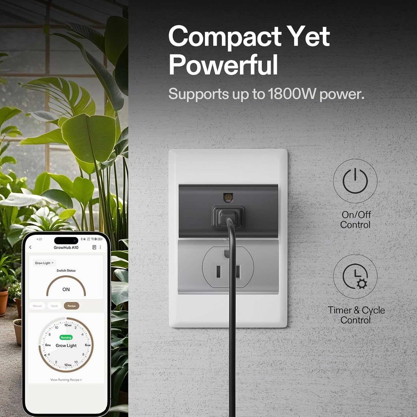 VIVOSUN Smart WiFi Outlet Controller A10 - 15A 1800W Remote Control Plug for Grow Tents