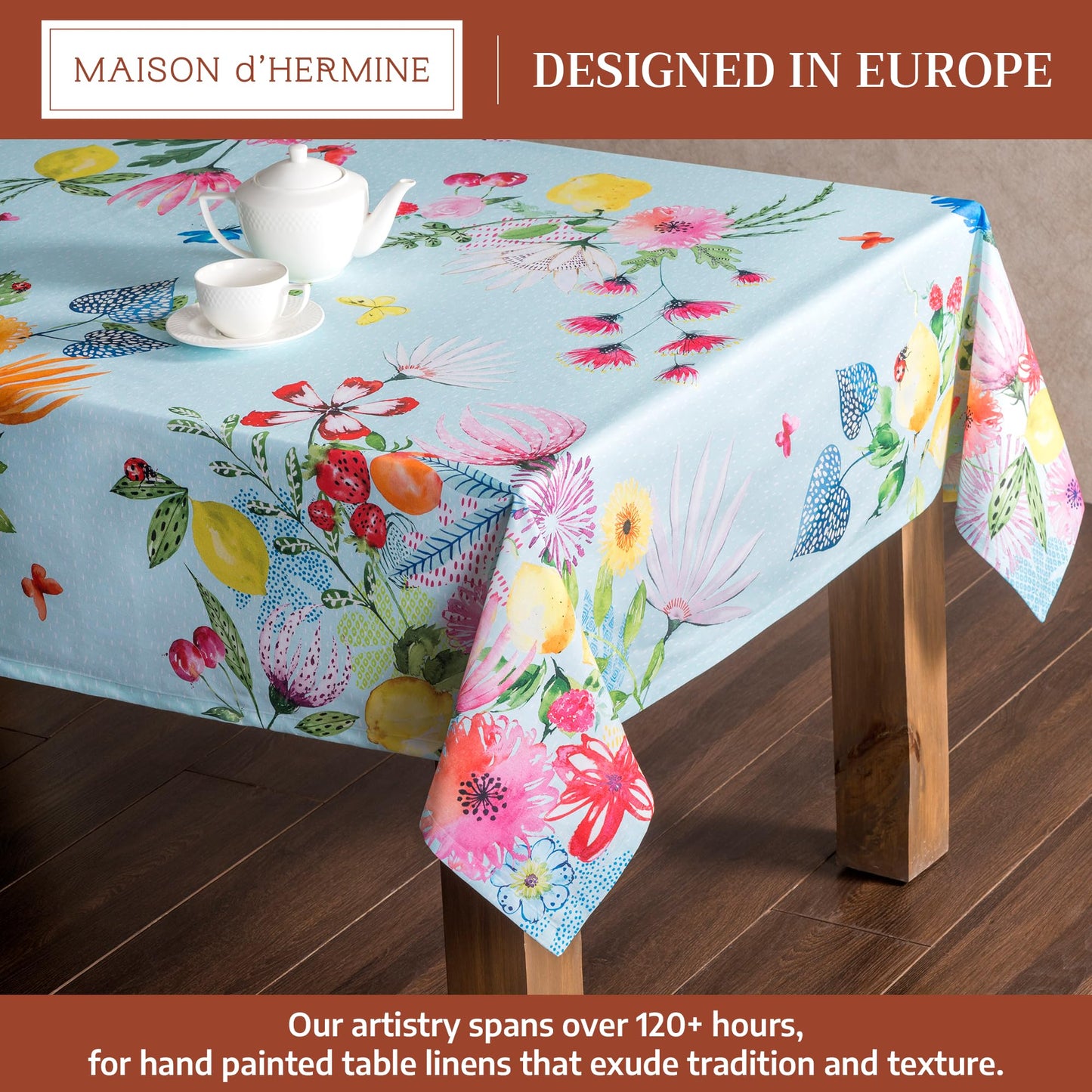 Maison d' Hermine Table Cloth Square Table 100% Cotton 54 x 54 Inches Tablecloth Reusable Decorative for Dining Kitchen Room Farmhouse Home Gifts for Mothers Day Spring Summer - Jardin D'Ete - Mint