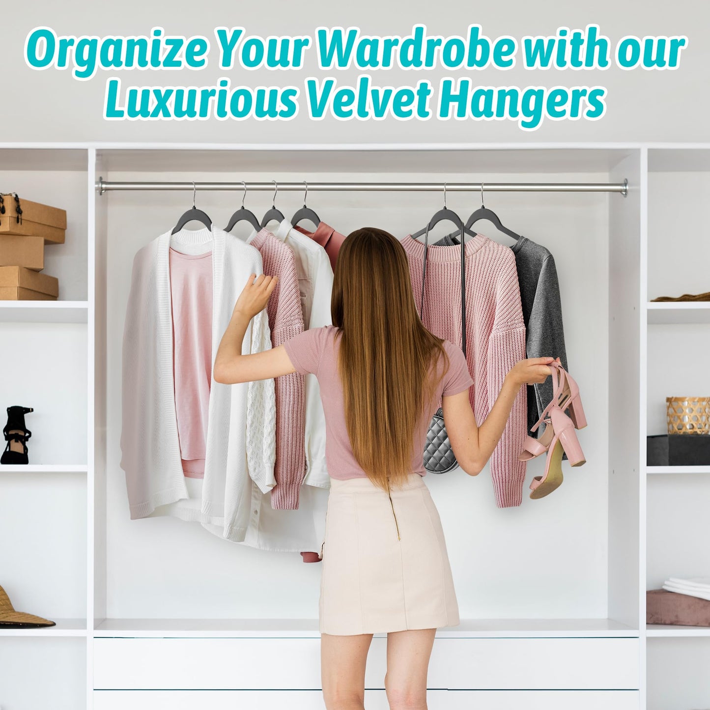 Sishynio Premium Velvet Hangers 30 Pack - Space-Saving Closet Organizer for Clothes, Non-Slip Flocked Design, Ideal for Shirts and Coats (Black)