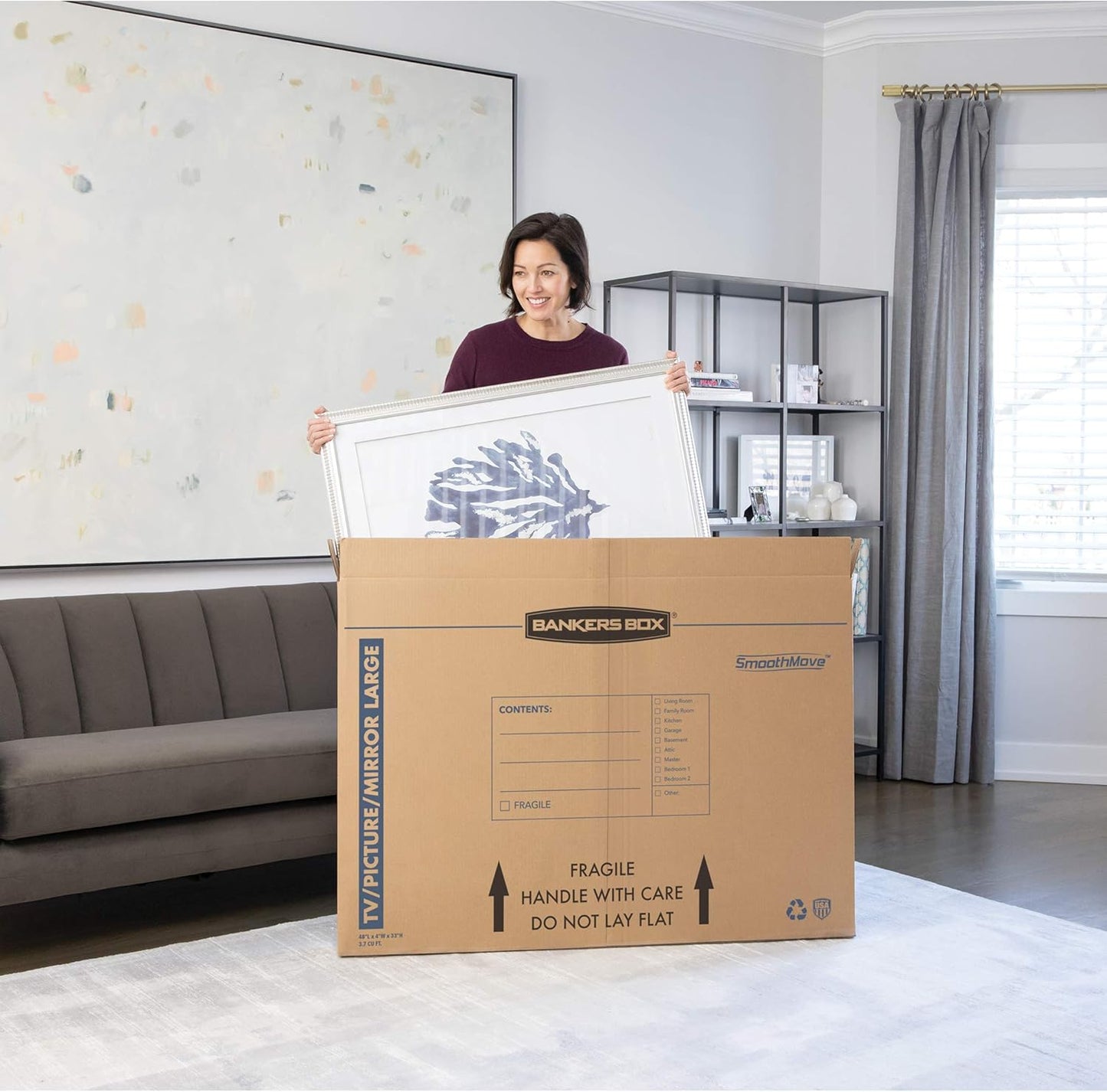 Bankers Box Moving Box - Large 4 Pack for TVs & Mirrors Up to 55" | 48" x 4" x 33" Dimensions