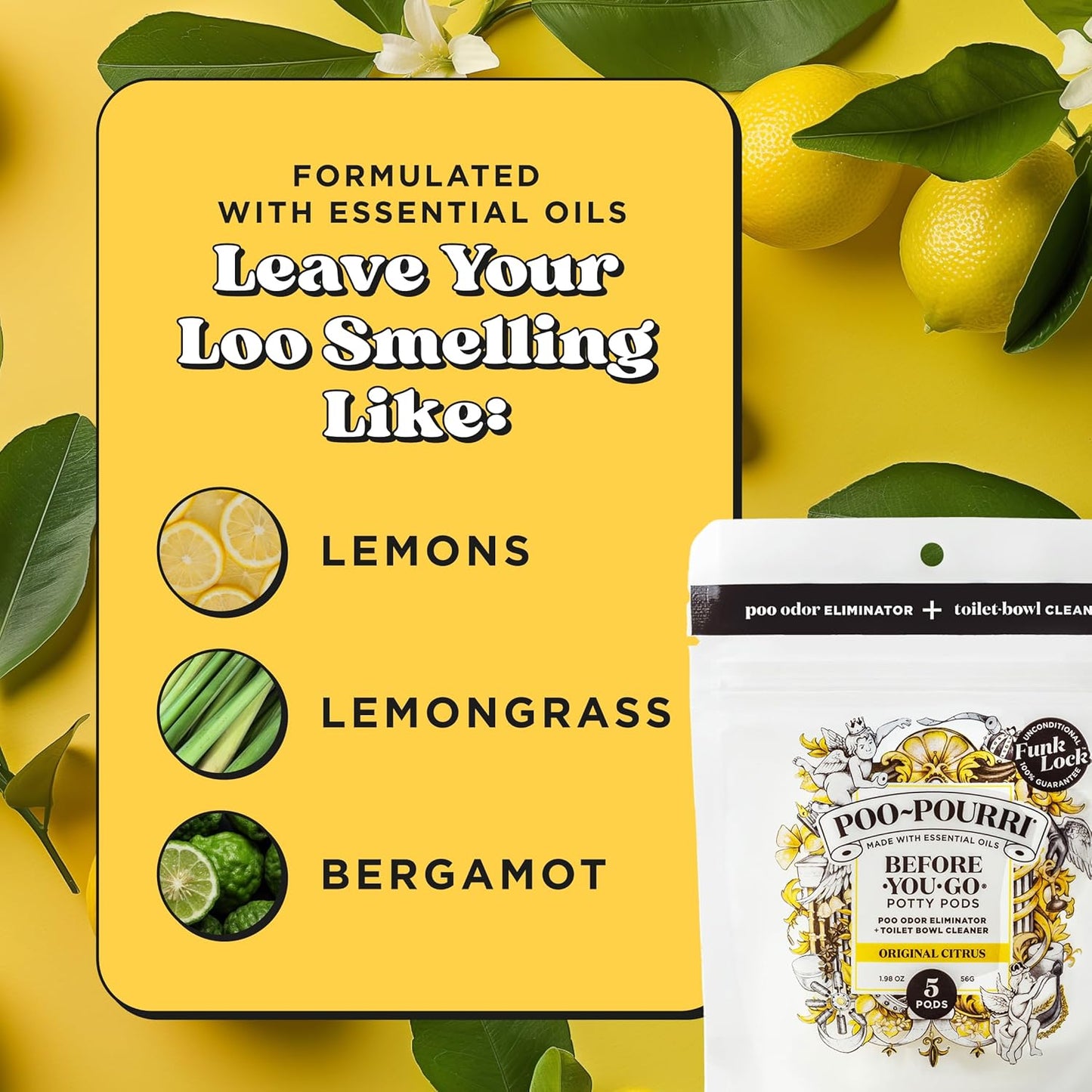 Poo-Pourri Before-You-Go Toilet Potty Pods - Original Citrus Scent, 5 Ct | Bathroom Deodorizer & Cleaner