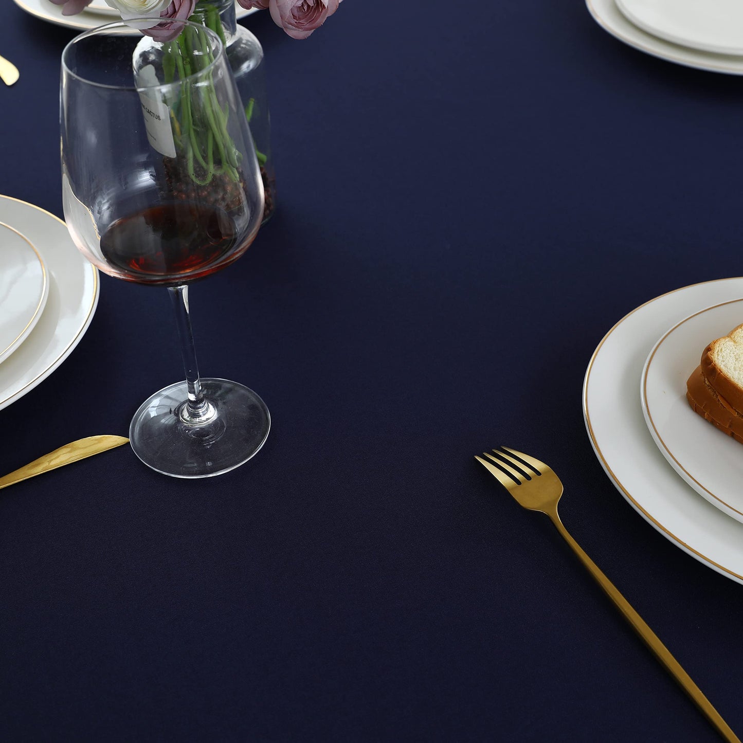 Navy Blue Rectangle Tablecloth Heavy Duty Wrinkle Free Polyester Table Cloths Waterproof, Washable, Spillproof and Oilproof Table Cover for Party, Banquet, Indoor & Outdoor-Square/Oblong 60 x 60 inch