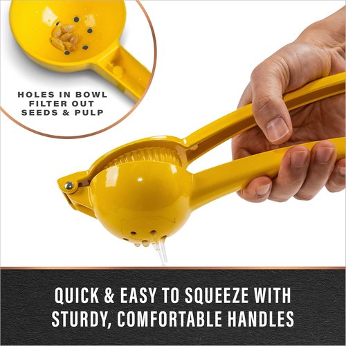 BINO Aluminum Alloy Lemon Juicer - Manual Citrus Squeezer Press for Fresh Juice | Yellow Hand Press Tool