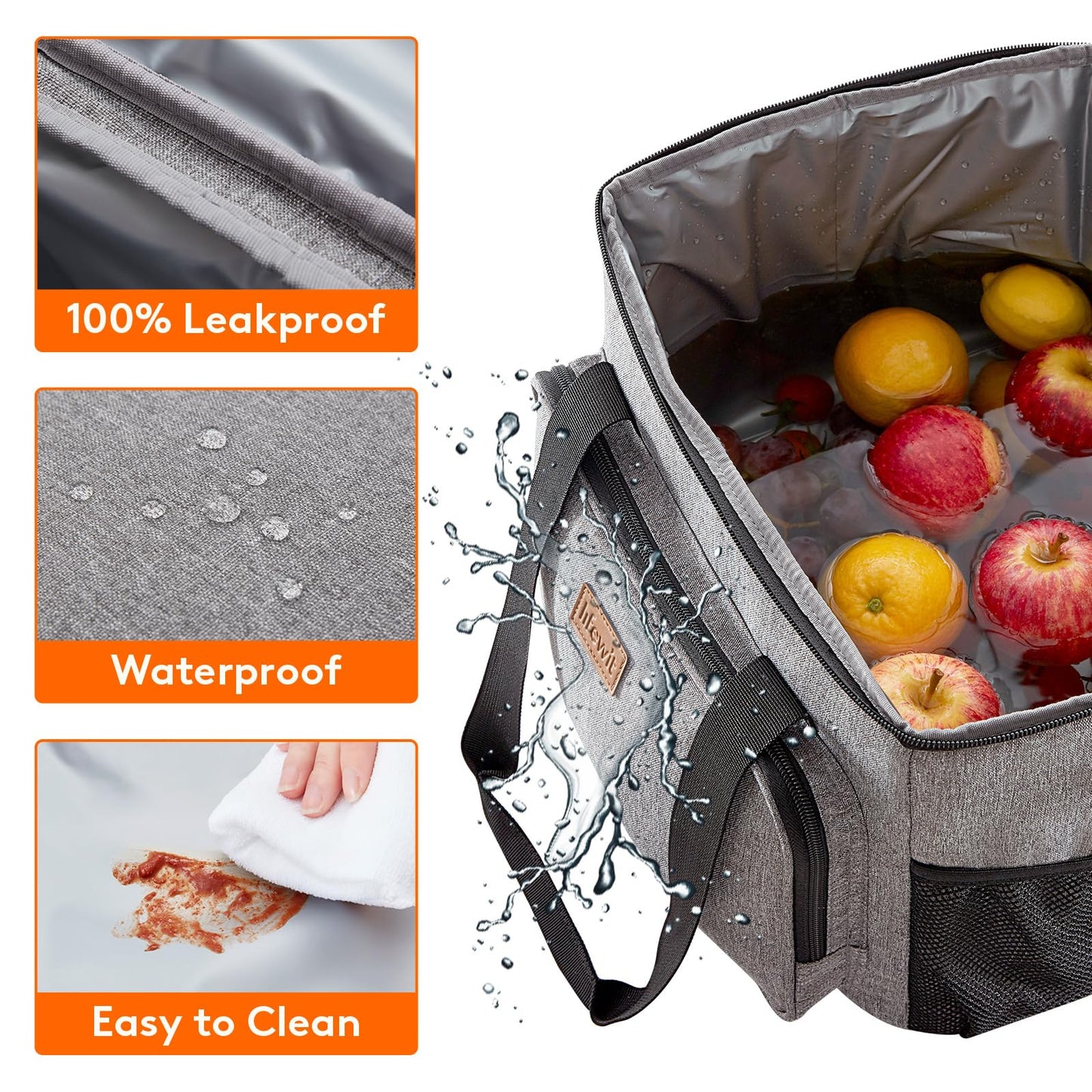 Lifewit Large Lunch Bag, Insulated Lunch Box, Soft Cooler Cooling Tote for Adult Men Women, Gray 40-Can (24L)