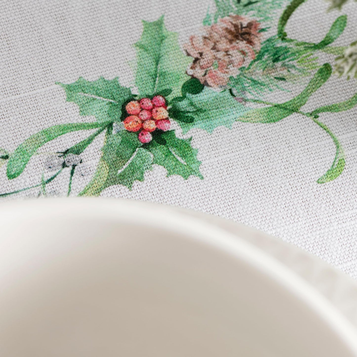 Maison d' Hermine Table Cloth Square Table 100% Cotton 54 x 54 Inches Fall Tablecloth Reusable Everyday Use for Thanksgiving Christmas Decorations Dining Farmhouse Party (Christmas Tradition)