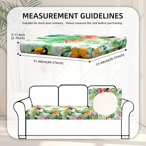 BIETYONE 8Pcs Stretch Patio Cushion Covers - Washable Outdoor Sofa Slipcovers for Furniture Protection