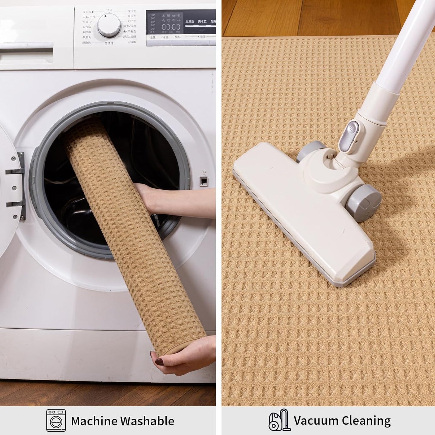 YIHOUSE Indoor Door Mat - Non-Slip Washable Entrance Mat | 24" x 36" Khaki, Dirt Trapper Design