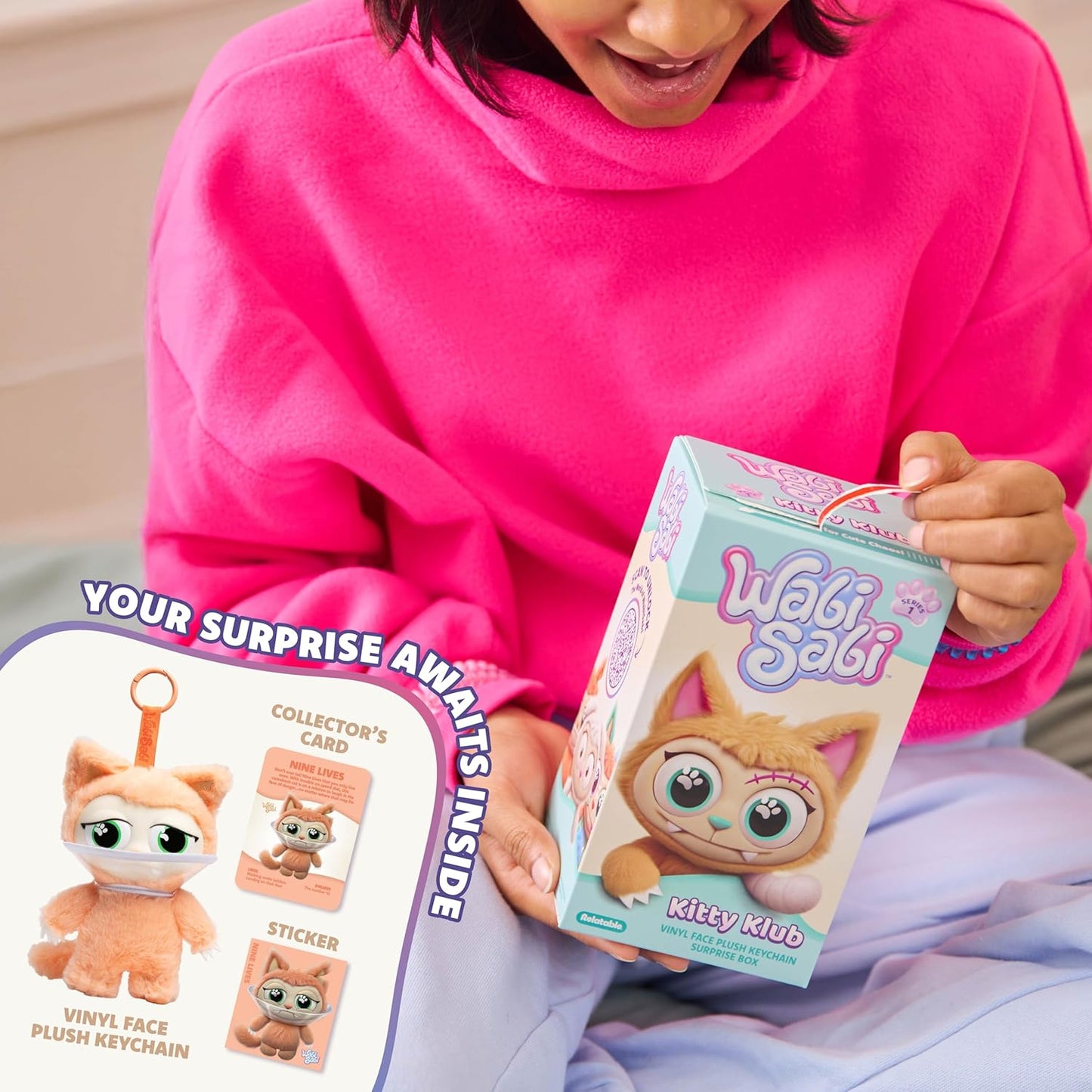 Relatable WabiSabi Kitty Club Blind Box - Soft Collectible Plush Keychain Figures for Kids & Teens | Includes 1 Mystery Plush