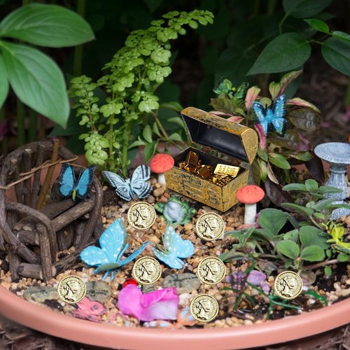 100 Pieces Miniature Coins for Crafts Dollhouse Tiny Fake Gold Coins for Dollhouse Fairy Garden Micro Landscaping