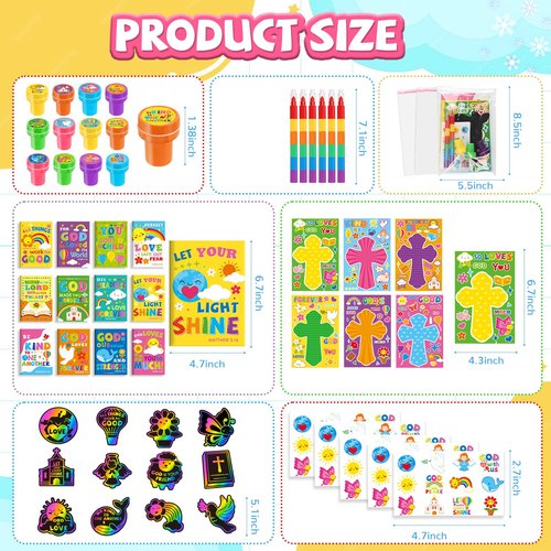 BenLouis Bible Party Favors Christian Inspirational Verses Coloring Set Gift Prizes Bulk for Kids Operation Christmas Child Sunday School Religious Activities Goodie Bag Stuffers（12set Verses）