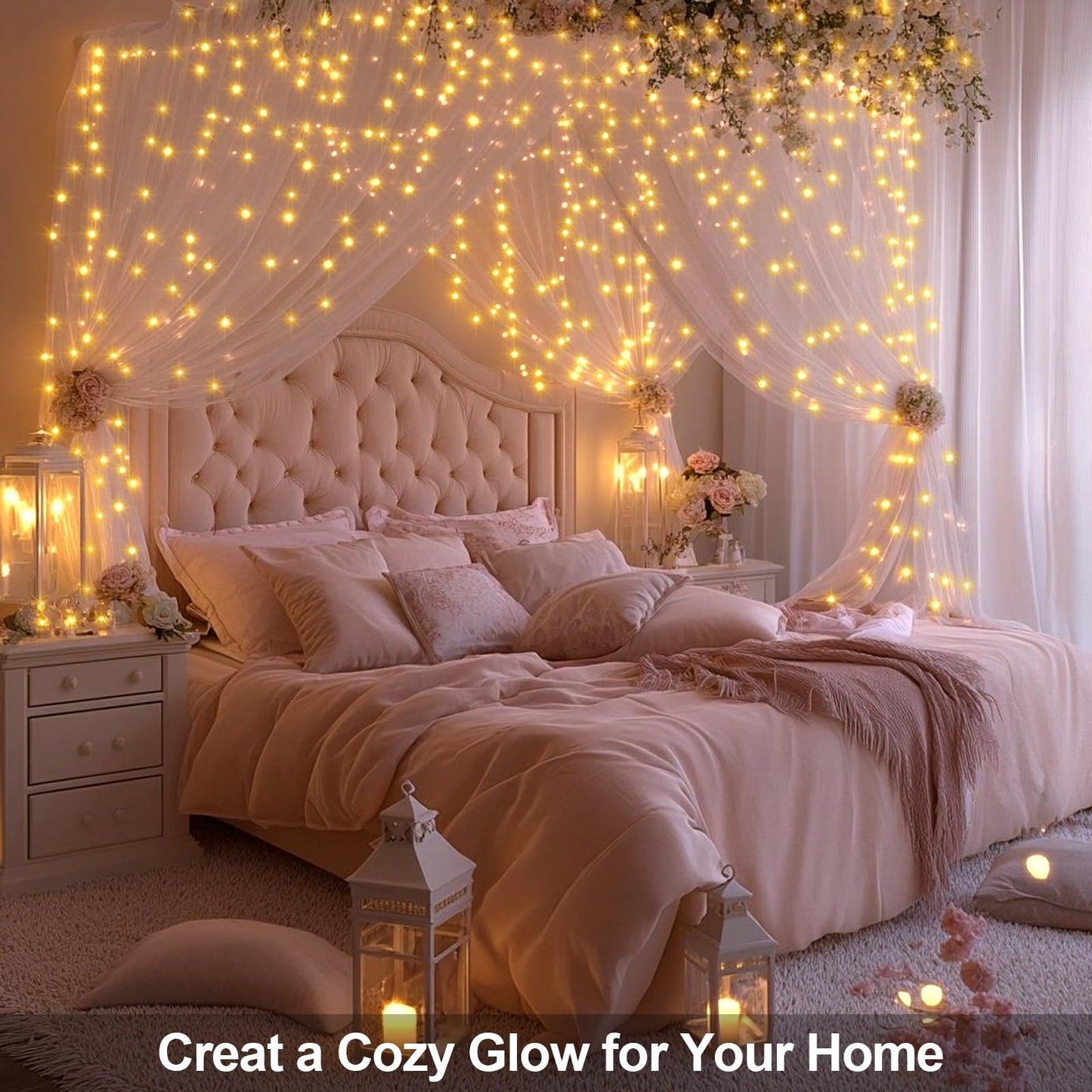 2 Pack Fairy Lights Battery Operated, 200 LED 66Ft Silver Wire Twinkle String Light 8 Modes Auto Timer Mini Christmas Fairy Lights for Bedroom Wedding Decor (Warm White)
