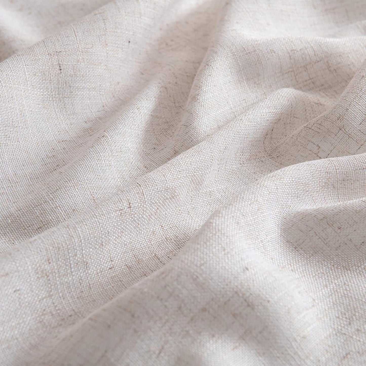 MIULEE Natural White Linen Curtains - 90-Inch Long Semi-Sheer Drapes | Soft Thick Textured Panels for Bedroom & Living Room
