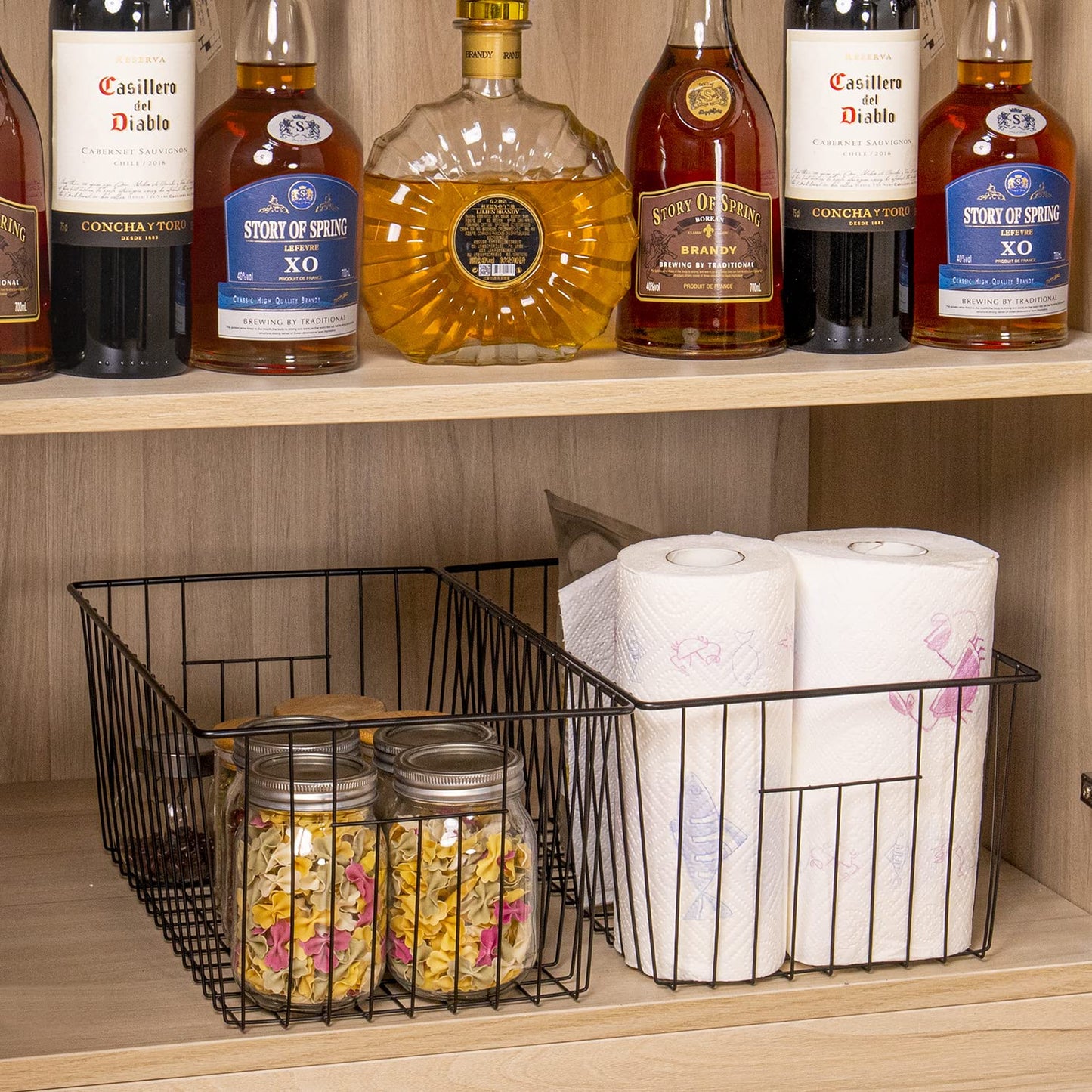 Y.Z.Bros Freezer Storage Organize Baskets - 2 Pack Stackable Deep Freezer Organizer Bins for Most 7 Cu.FT Chest Freezer with Handles, Sturdy but Light, Metal Coated, Add Space, Easy to Reach