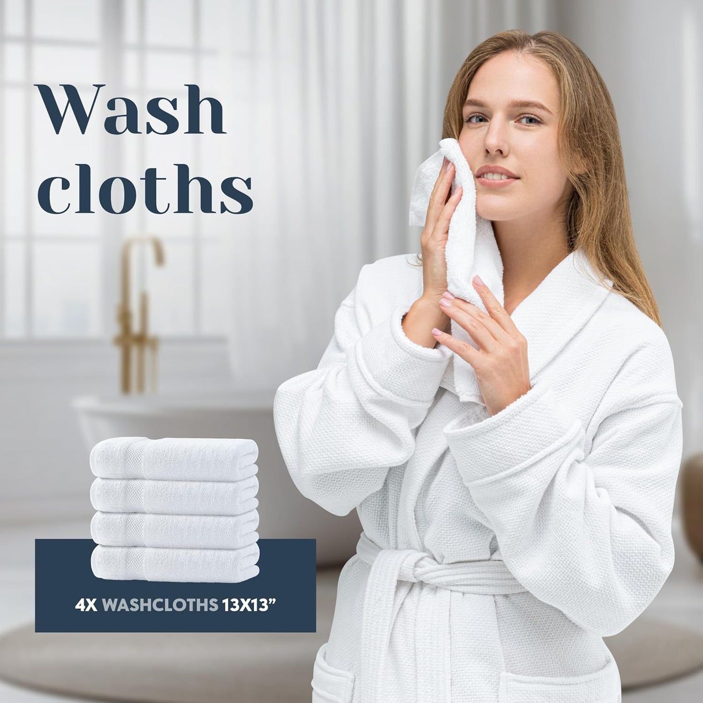 Luxury White Bath Towel Set - 100% Turkish Cotton, 700 GSM, Highly Absorbent | 8-Piece Collection