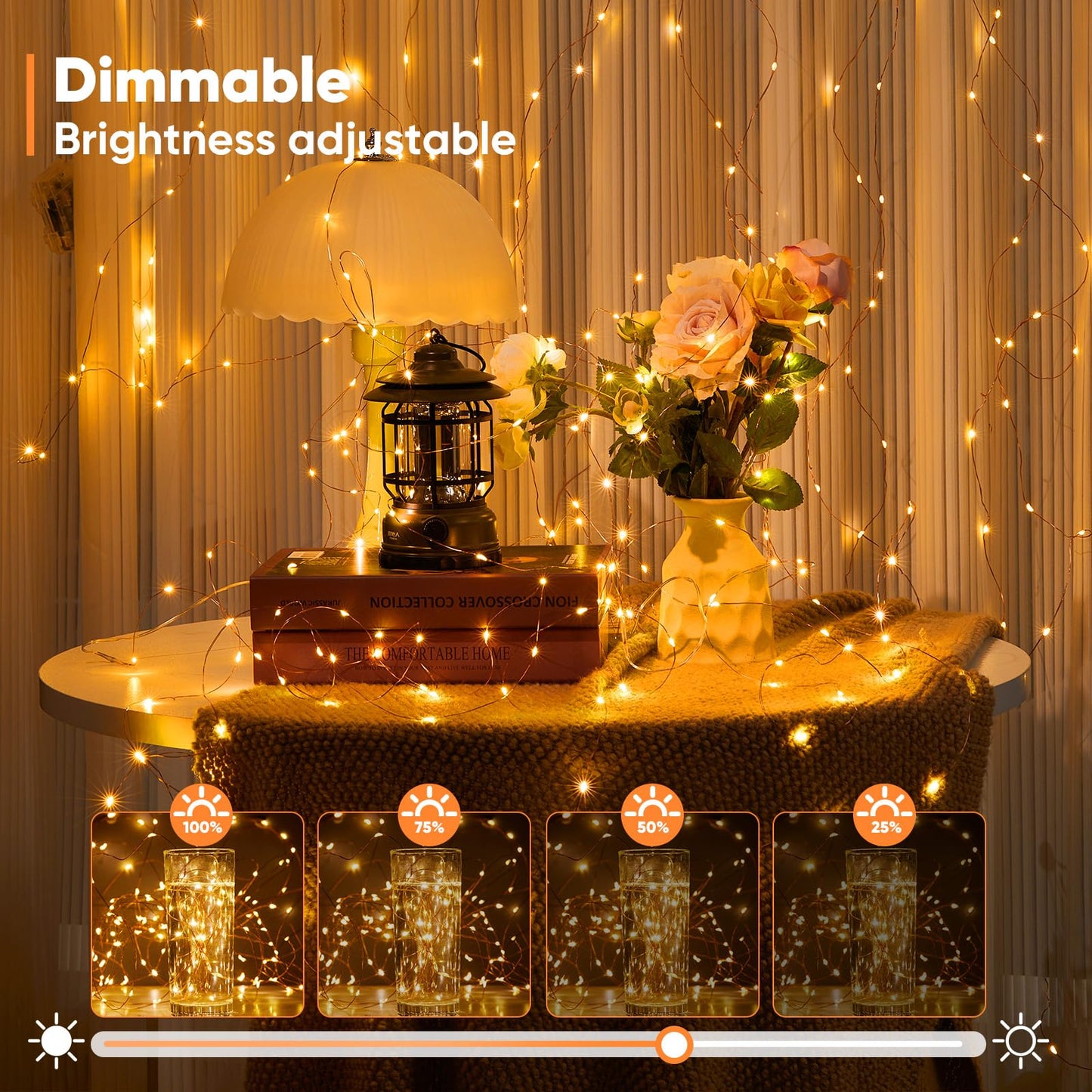 Ariceleo 1 Pack 32.8 Ft. Battery Operated Outdoor String Lights with Remote & Timer, LED Warm White Fairy Lights, Waterproof Twinkle Lights for Bedroom, Dorm, Mason Jar, Wedding, Party, Christmas
