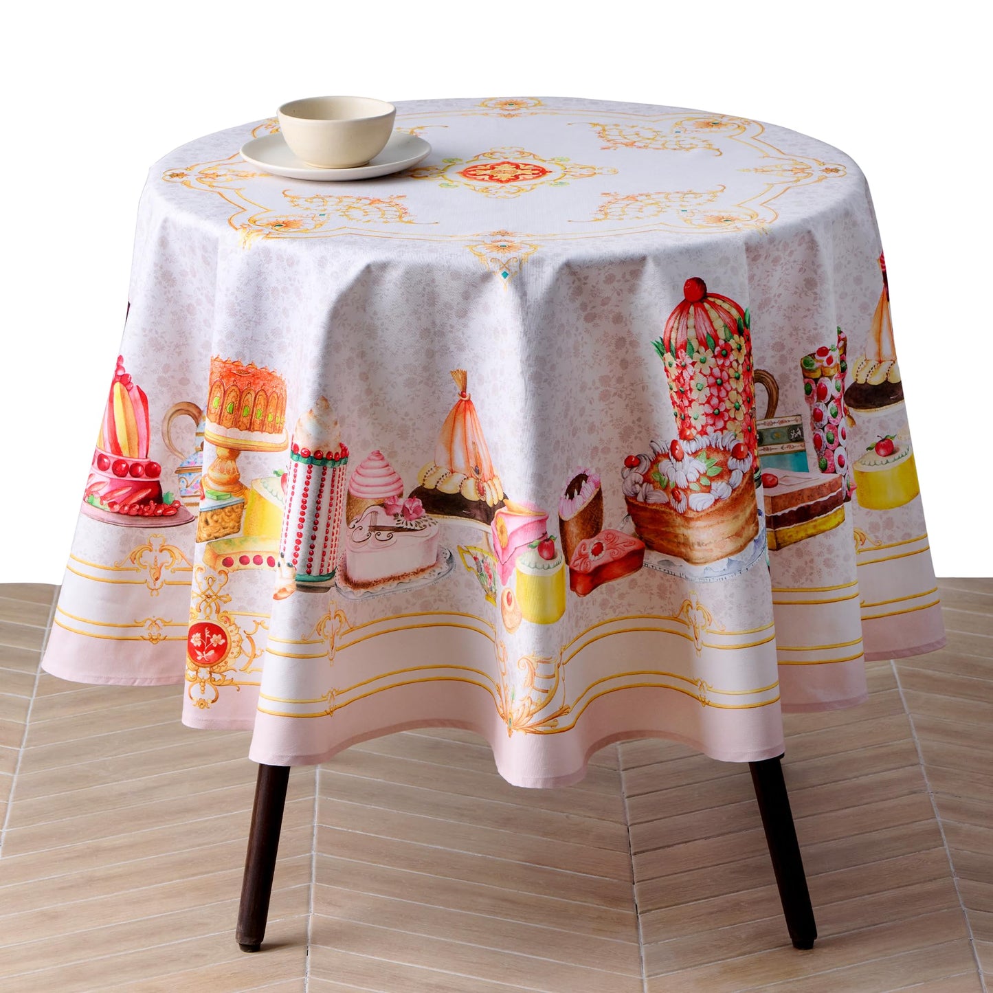 Maison d' Hermine Premium Table Cloth Rectangle Table 100% Combed Cotton 140 x 70 Inches Tablecloth Reusable Decorative for Dining Room, Farmhouse, Home, Party, Festive & Wedding - Pastries