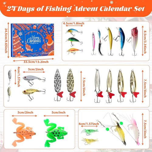 Fanfantoey Fishing Advent Calendar 2025 - Perfect Holiday Gift for Boys & Teens | Blue Lures Kit