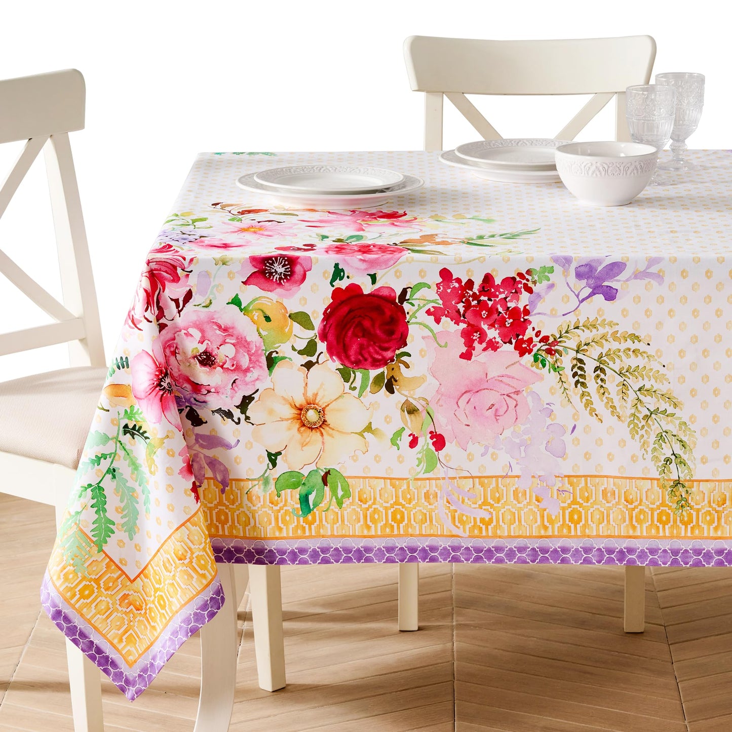 Maison d' Hermine Premium Table Cloth Rectangle Table 100% Combed Cotton 108 x 70 Inches Tablecloth Reusable Decorative for Dining Room, Farmhouse, Home, Party, Festive & Wedding - Summer Joy
