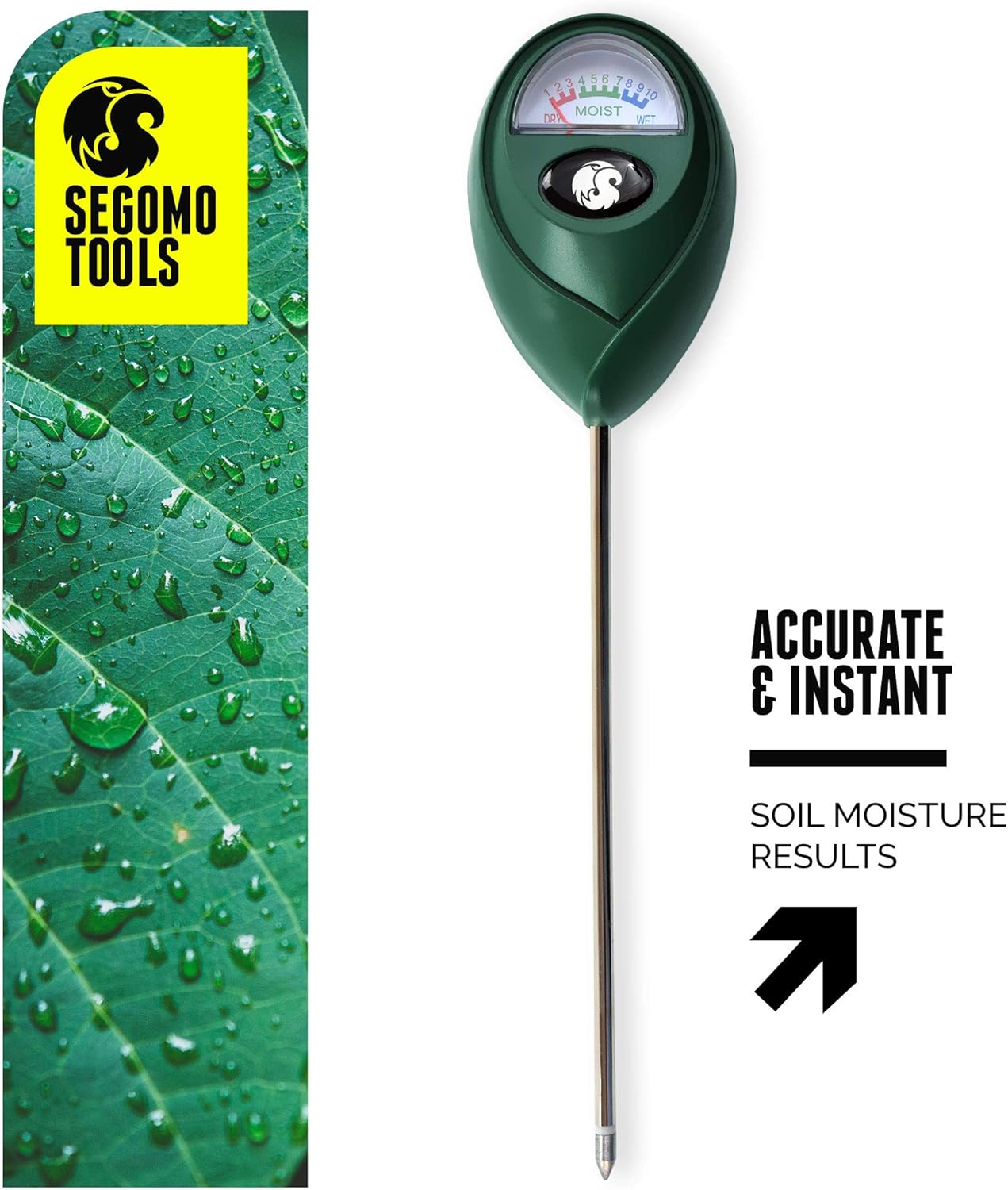Segomo Tools Soil Moisture Meter - Accurate Plant Water Sensor for Gardens, Lawns & Farms | SMR01