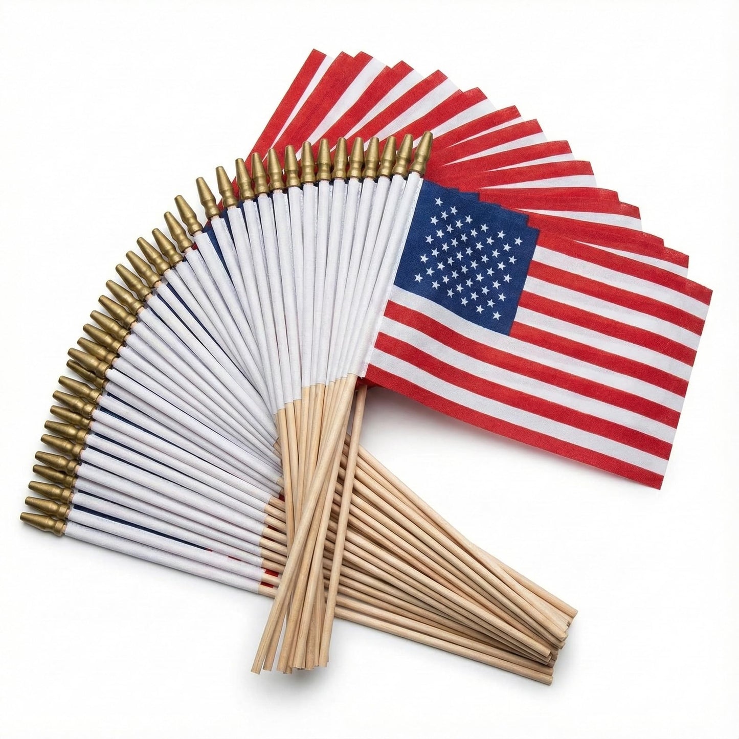 Pack of 100 Mini American Flags - 4x6 Inch Small American Flags on Sticks - Preassembled Handheld USA Flags for Memorial Day, 4th of July Decorations & Patriotic Events