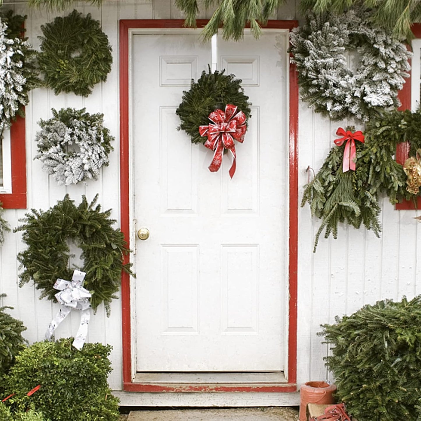 ZMCINER Wreath Hanger - Adjustable 15-25 Inch White Metal Hook for 20 lbs Christmas & Fall Decorations