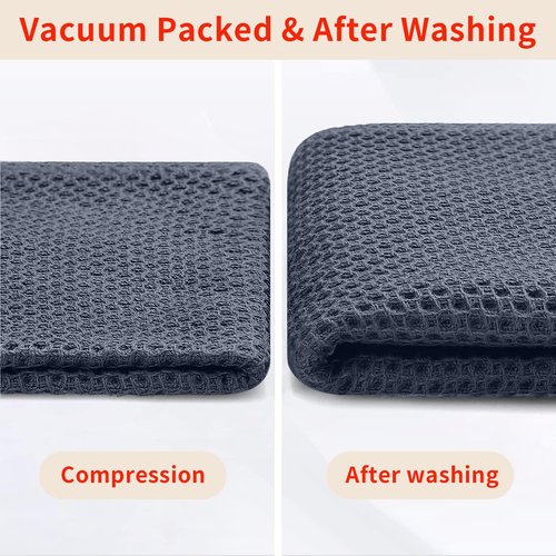 Homaxy 100% Cotton Waffle Weave Kitchen Towels, 3-Pack Ultra Soft Absorbent Dish Towels, Quick Drying Cleaning Towels, 13 x 28 Inches, Dark Grey
