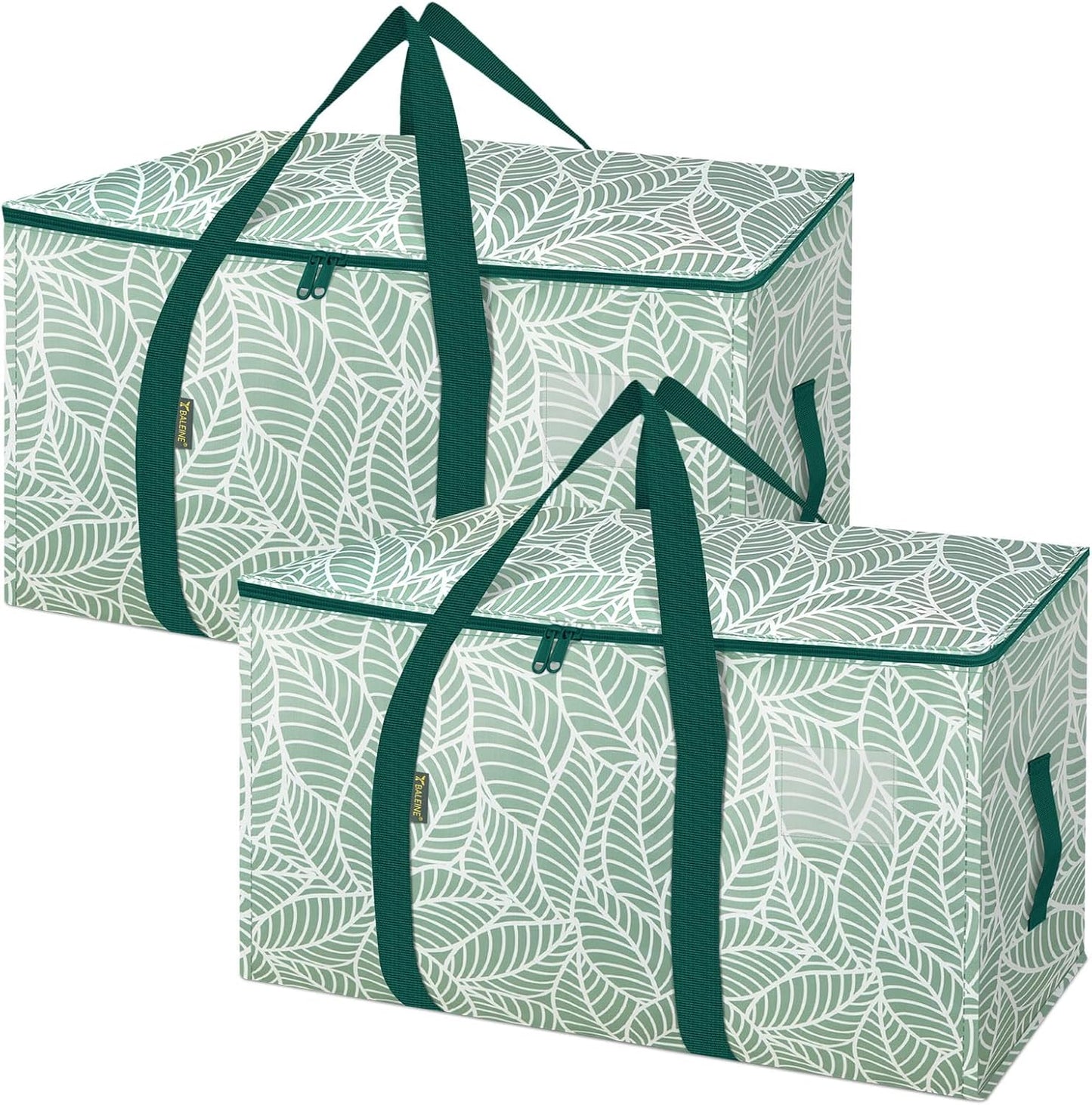 BALEINE Oversized Moving Bags - Heavy-Duty Storage Tote with Reinforced Handles | 2-Pack Antique Foliage