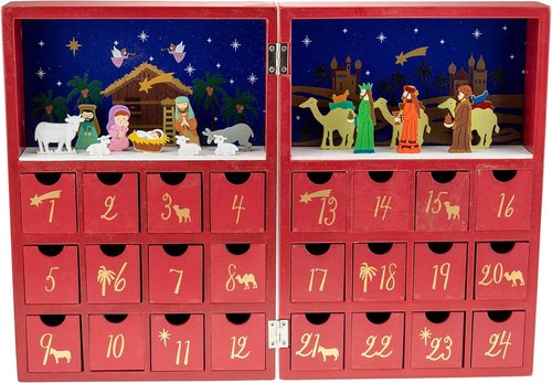 Clever Creations Wooden Advent Calendar - Festive Christmas Countdown with Nativity Scene Decor