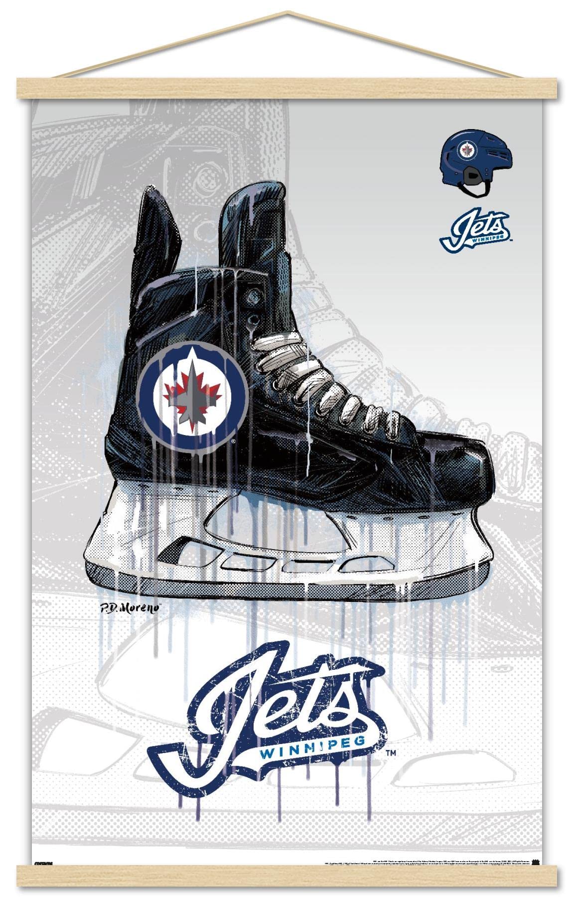 Trends International NHL Winnipeg Jets - Drip Skate 21 Wall Poster, 22.375" x 34", Premium Print and Beechwood Hanger Bundle