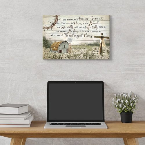 Christian Wall Art | HDXUFJQ Barn Windmill Canvas Decor - I Still Believe in Amazing Grace (12"x16")