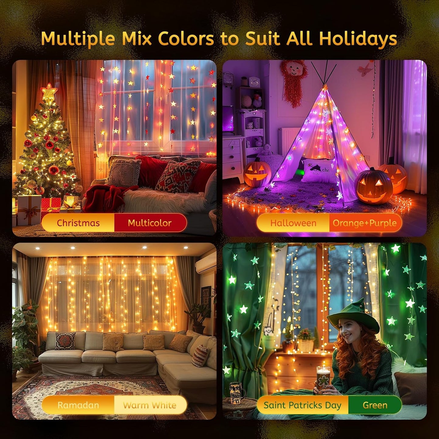 Minetom Color Changing Star String Lights - 50 LED Fairy Lights with Remote & Timer | 23 ft, 16 Colors, USB Powered