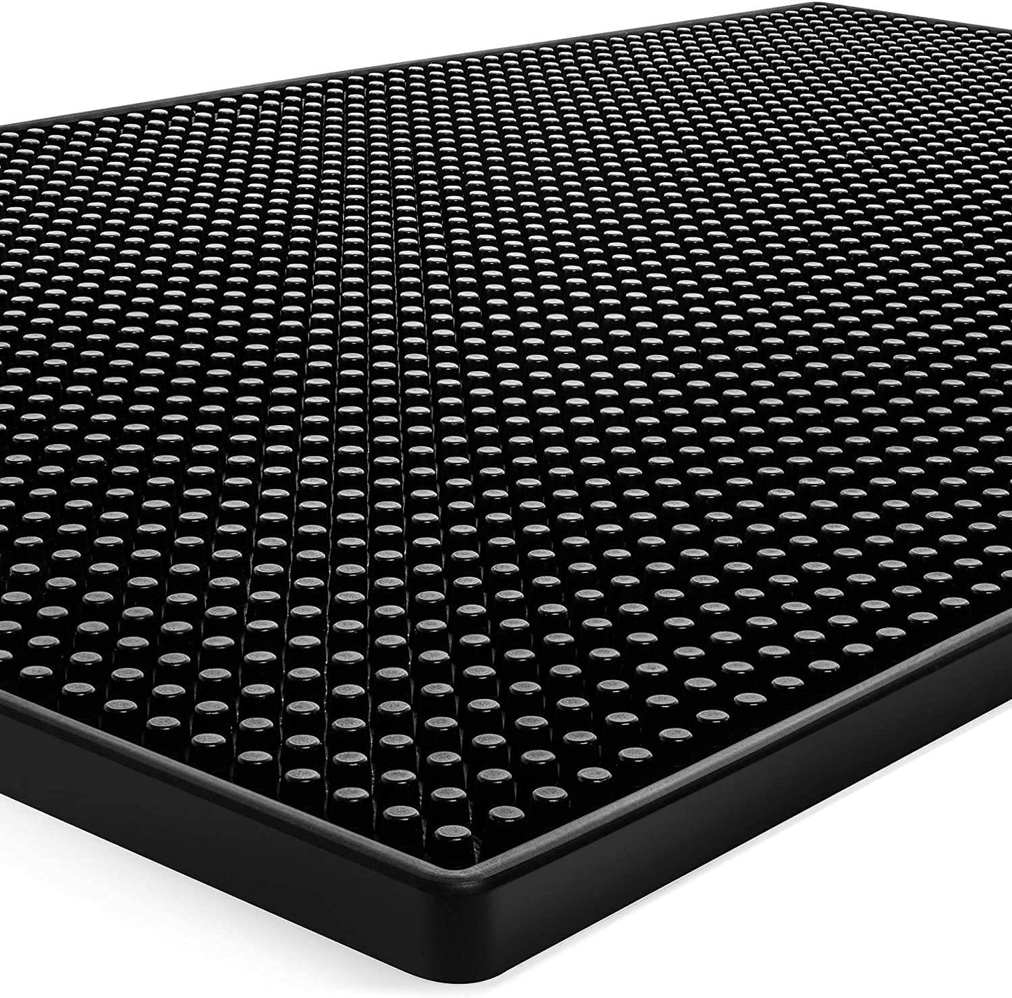 Tebery 2 Pack Black Bar Mat, 18" x 12" Rubber Dish Drying Mat for Countertop, Non Slip Cocktail Service Spill Mats for Bartending, Coffee Bar Mats Accessories for Home Kitchen