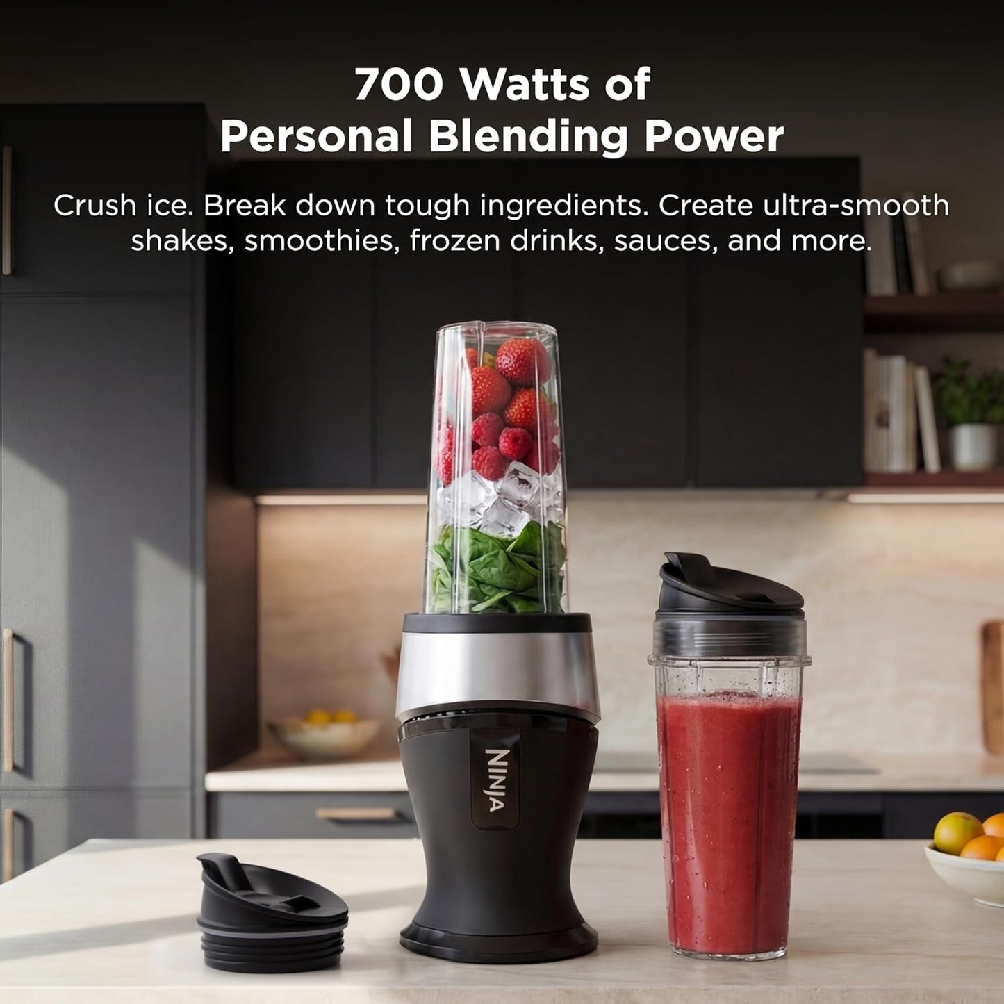 Ninja Fit Compact Personal Blender - Portable Smoothie Maker with (2) 16-oz. To-Go Cups | 700 Watt | Black