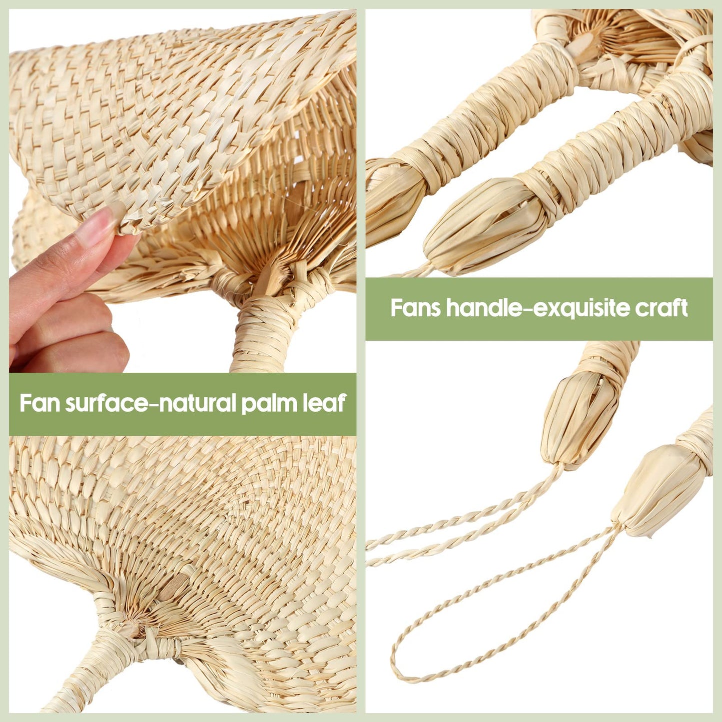 Marsui 30 Pieces Wedding Raffia Fans Natural Handmade Palm Leaf Hand Weaving Boho Fans for Guest Couple Summer Cooling Supplies Farmhouse Wall Decor Wedding Favors