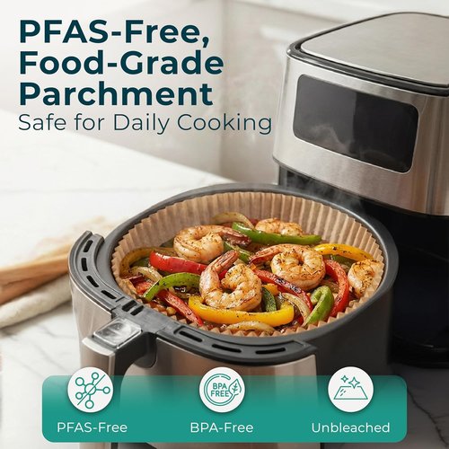Cathy Yoder Round Air Fryer Liners - 125 PCS 6.3 Inch Disposable Parchment Sheets for Easy Cleanup