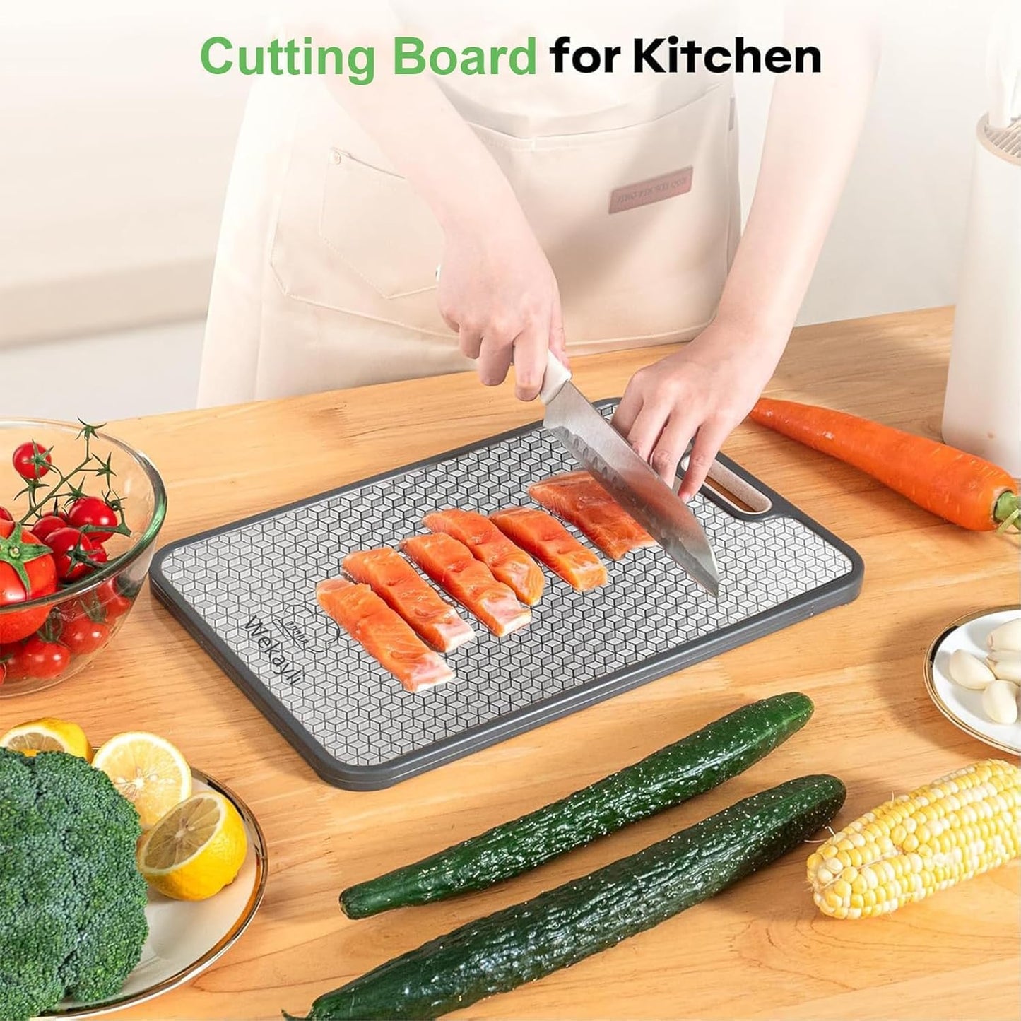 Stainless Steel Cutting Board - Non-Toxic 2-in-1 Double-Sided Design | Easy to Clean, 15” x 10”