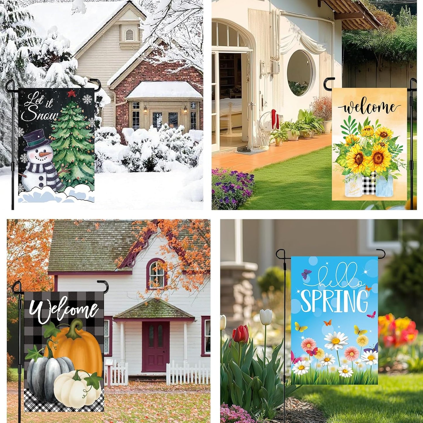 Seasonal Garden Flags Set of 12 - Double-Sided 12x18 Inch Yard Flags for All Occasions