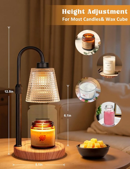 Innqoo Rustic Candle Warmer Lamp - Dimmable & Adjustable for Jar Candles | Perfect Gift for Women & Home Decor