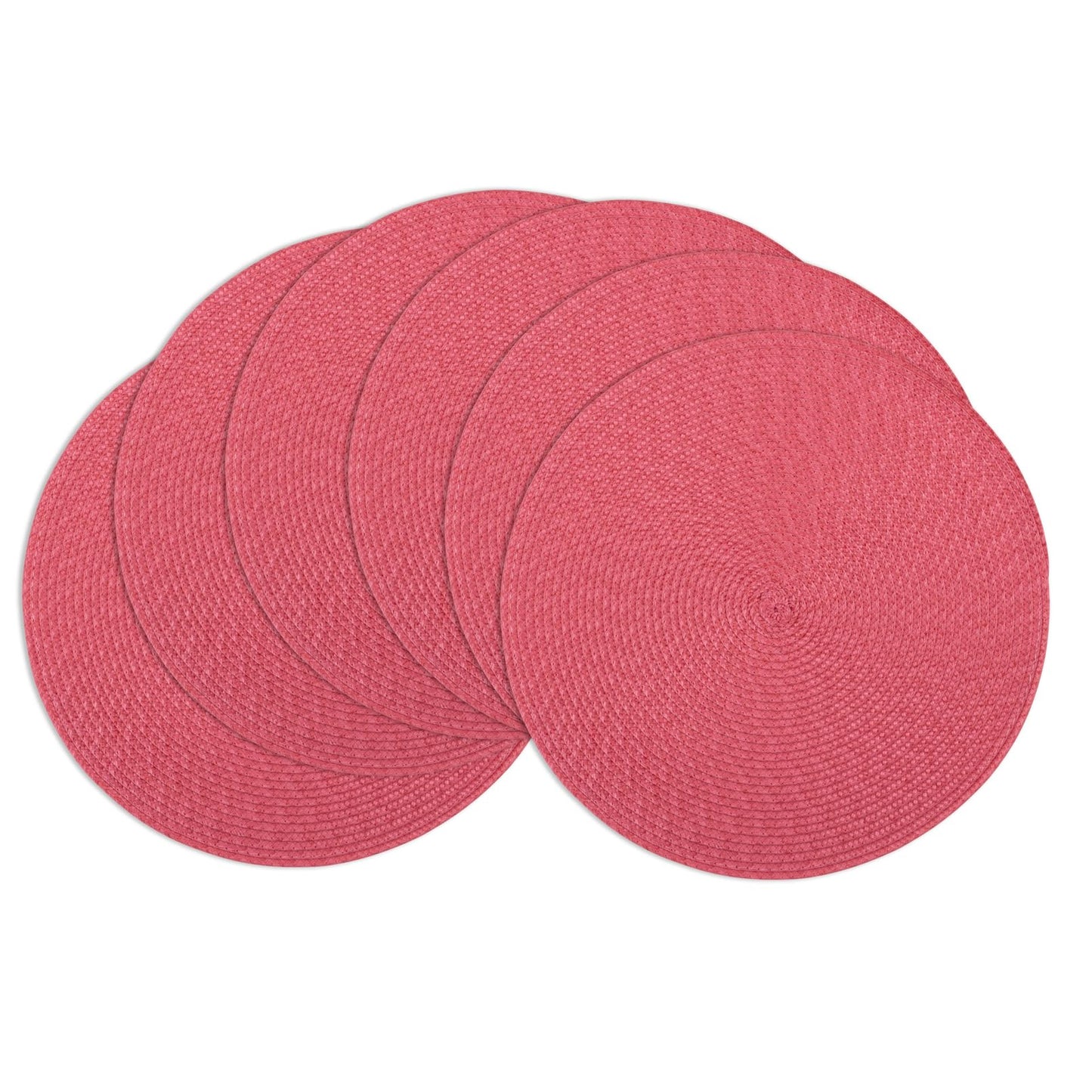 Winknowl Round Braided Placemats Set of 6 Washable Woven Heat Resistant Table Mats for Kitchen Dining Tables 15 inch Round Place Mats (Red,6pcs)