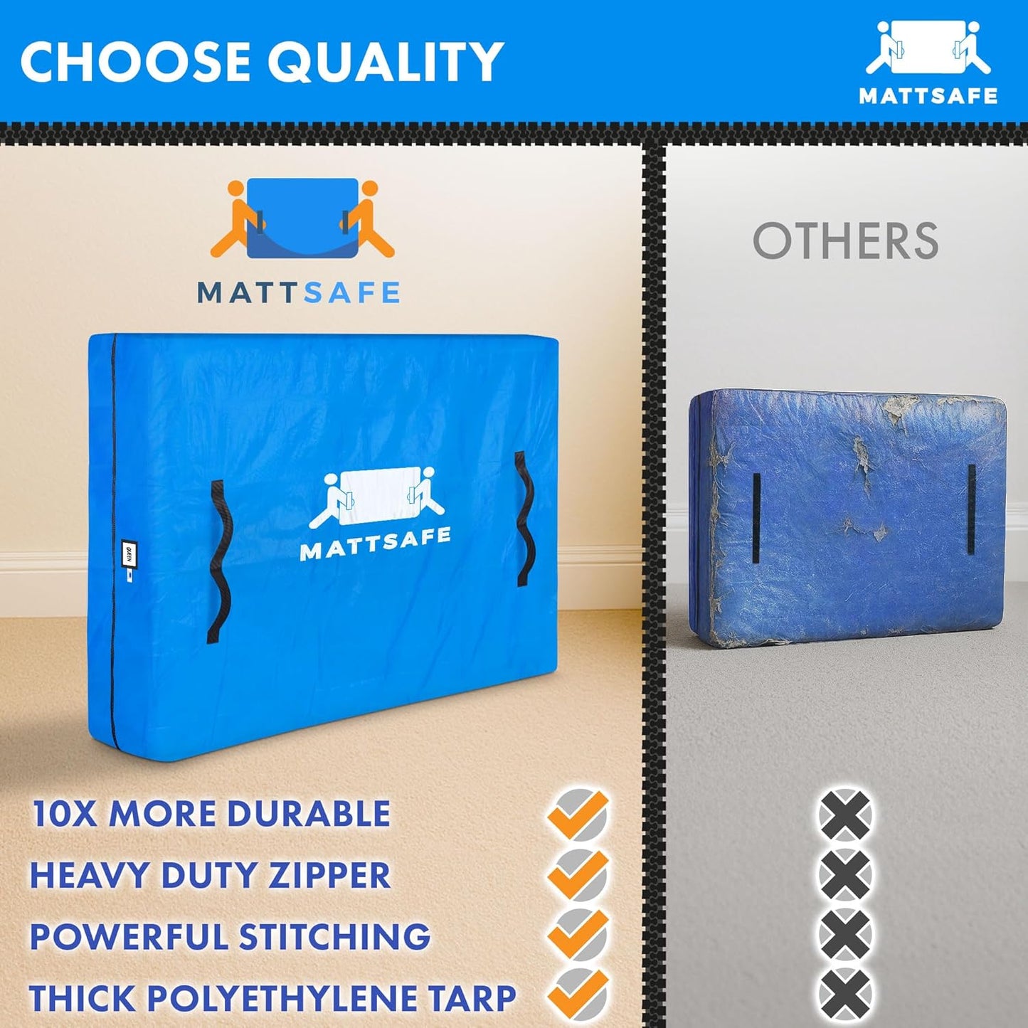 Nordic Elk Mattress Bags - Heavy Duty Moving & Storage Solution | Queen Size with 8 Sturdy Handles & Strong Zipper