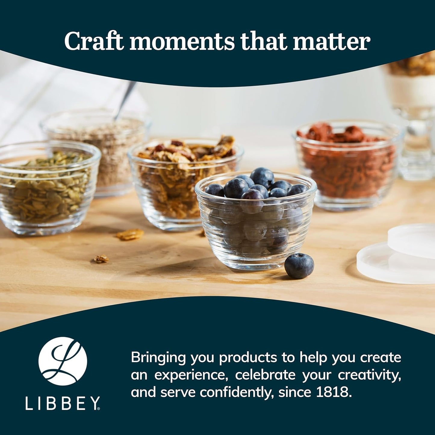 Libbey Small Glass Bowls - Set of 8 Dishwasher Safe Containers with Lids for Fresh Leftovers | Ideal for Meal Prep